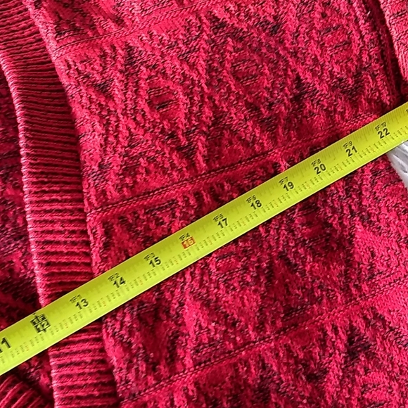 Vintage Aspetuck Cardigan Sweater red/black USA - Picture 7 of 10